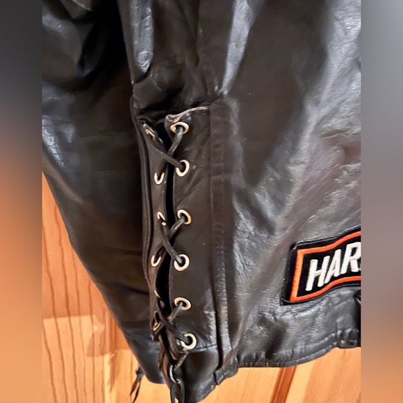 Men’s Black Leather Heavy Bomber Motorcycle Jacket Patches Zippers 🚫sold🚫 - Picture 10 of 14